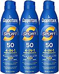 3-pk Coppertone Sport Water Resistant Spray Sunscreen SPF 50, 5.5 ounce $12.90