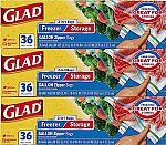 108-Ct GLAD Food Storage and Freezer Bags $9 and more