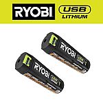 RYOBI USB Lithium 2.0 Ah Rechargeable Batteries (2-Pack) $25