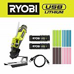 RYOBI Glue Pen Kit with (2) Batteries, Charging Cable, and Glue Sticks $39.97