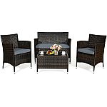 4-Piece Mondawe Rattan Patio Conversation Set with Cushions $321.95