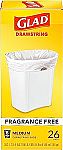 26-Count 8-Gallon Glad Medium Drawstring Trash Bags $2.99