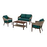 Hampton Bay Leighton Park 4-Piece Wicker Patio Conversation Set $375 and more