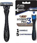 BIC Flex 3 Hybrid Disposable Razors (1 Handle and 5 Cartridges) $3.89