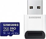 256GB SAMSUNG PRO Plus microSDXC Card + USB Reader $18