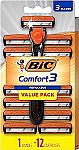 BIC Comfort 3 Disposable Razors 1 Handle and 12 Cartridges $5.49 and more