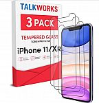 (3 Pack) iPhone 11 & iPhone XR Tempered Glass Screen Protector $2.99