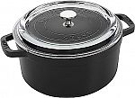 Staub 4-Quart Cast Iron Round Cocotte with Glass Lid $70