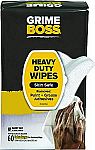 60 Count Grime Boss Heavy Duty Hand Cleaning Wipes $2.67