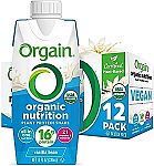 12-pack Orgain Organic Nutritional Vegan Protein Shake, Vanilla Bean 11 Fl Oz $14