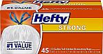 45-Ct 13-Gal Hefty Strong Tall Kitchen Trash Bags $6
