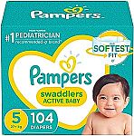 104-Count Pampers Swaddlers Active Baby Diaper Size 5 $25