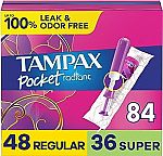 84-Ct Tampax Pocket Radiant Compact Tampons $15.55