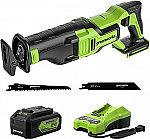 Greenworks 24V Brushless Cordlesss Reciprocating Saw with 4.0Ah Battery $82