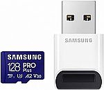 128GB SAMSUNG PRO Plus microSD Memory Card + Reader MB-MD128SB/AM $13.99 and more