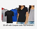 3-Pack Women's Loose Fit Short V-Neck Classic Tee $7.99 and more