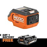 RIDGID 18V Cordless 175-Watt Power Inverter with 2.0 Ah Battery $89