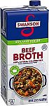 Swanson 50% Less Sodium Beef Broth, 32 oz Carton $1.90
