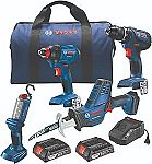 BOSCH GXL18V-496B22 18V 4-Tool Combo Kit $185