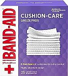25 ct Band-Aid Brand Absorbent Cushion Care Sterile Square Gauze Pads 4" x 4" $3.79