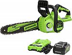 24V 12" Greenworks Brushless Cordless Compact Chainsaw w/battery and charger $102.10
