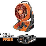 RIDGID 18V Cordless Hybrid Jobsite Fan with 2.0 Ah Lithium-Ion Battery $79