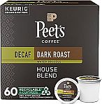 60-Count Peet's Coffee Dark Roast Decaffeinated Coffee K-Cup Pods $23