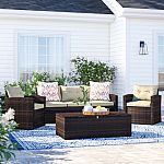 Arlington Wicker 5 - Person Seating Group with Cushions & Storage $569 and more