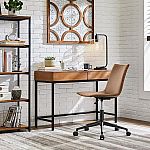 StyleWell Donnelly Black Metal and Haze Wood Finish Writing Desk $79 and more