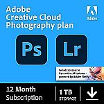 Adobe Creative Cloud Photography Plan 1TB (1-Year Subscription) $90