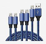 (5 Pack) Nylon Braided Lightning Charging Cables $9.99