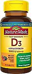 70 Count Nature Made Extra Strength Vitamin D3 5000 IU $2.34