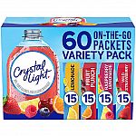 60-Ct Crystal Light On-The-Go Powdered Drink Mix Variety Pack $8.98