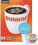 Dunkin' French Vanilla Flavored Coffee, 88 Keurig K-Cup Pods $28