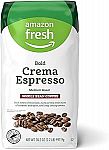 2.2 lb Amazon Fresh Bold Crema Espresso, Whole Bean, Medium Roast $7.97