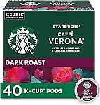 40 Count Starbucks K-Cup Dark Roast Coffee Pods Caffe Verona $16.60