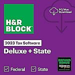 H&R Block Tax Software Deluxe + State 2023 with Refund Bonus Offer $25