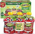 20 Count Mott's No Sugar Added Applesauce Variety Pack, 3.2 Oz Clear Pouches $7.98 and more