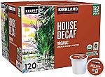 120-Ct Kirkland Signature Organic House Decaf Coffee K-Cups $32