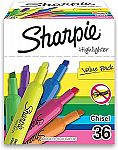 36-Ct SHARPIE Tank Assorted Color Highlighters, Chisel Tip $8.80