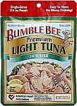 Bumble Bee Light Tuna Pouch in Water, 2.5 oz Pouch $0.55 and more