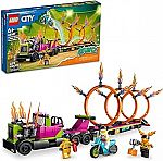 LEGO City Stuntz Stunt Truck & Ring of Fire Challenge 60357 with Flywheel-Powered Motorcycle Toy $30.54