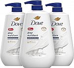 3-Pack Dove Body Wash with Pump Deep Moisture 30.6 fl oz $15 and more