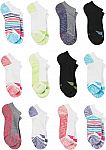 12-Pack Hanes Girls' Soft & Breathable No-Show Socks $5