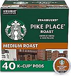 40-Count Starbucks Medium Roast K-Cup Coffee Pods (Pike Place Roast) $18.55