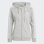 adidas women Essentials French Terry 3-Stripes Full-Zip Hoodie $14.40 and more