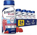 24-Pk Ensure Plus Strawberry Nutrition Shake With Fiber $25