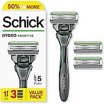 Schick Hydro Sensitive 5 Blade Razor (1 Handle and 3 Refills) $6.49