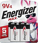 4-Pack Energizer MAX 9V Batteries $4