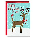 Hallmark Christmas Greeting Card (Merry Christmas Reindeer and Cardinal) + $1 Walmart Cash $1